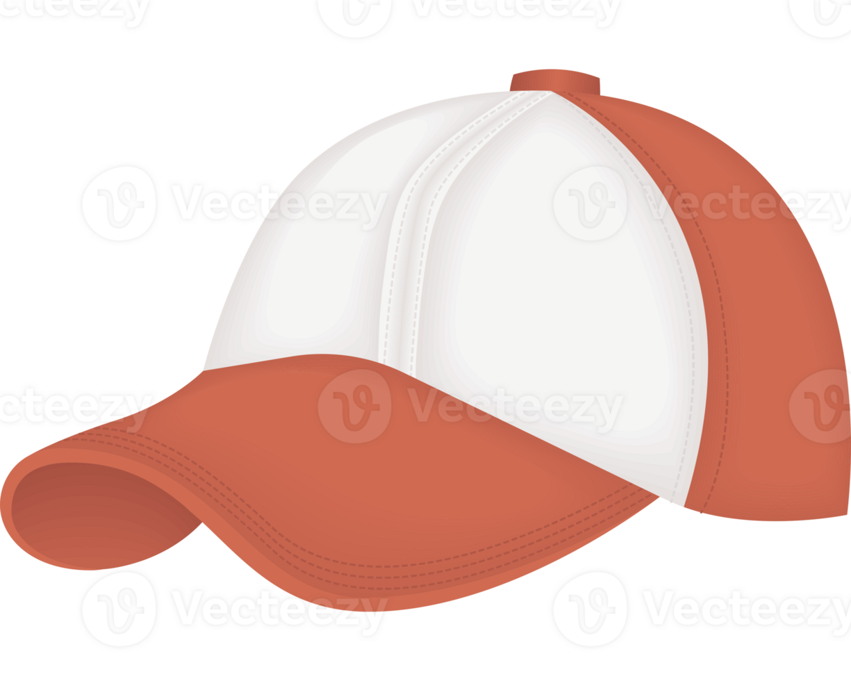 An orange and white baseball cap on a black background png