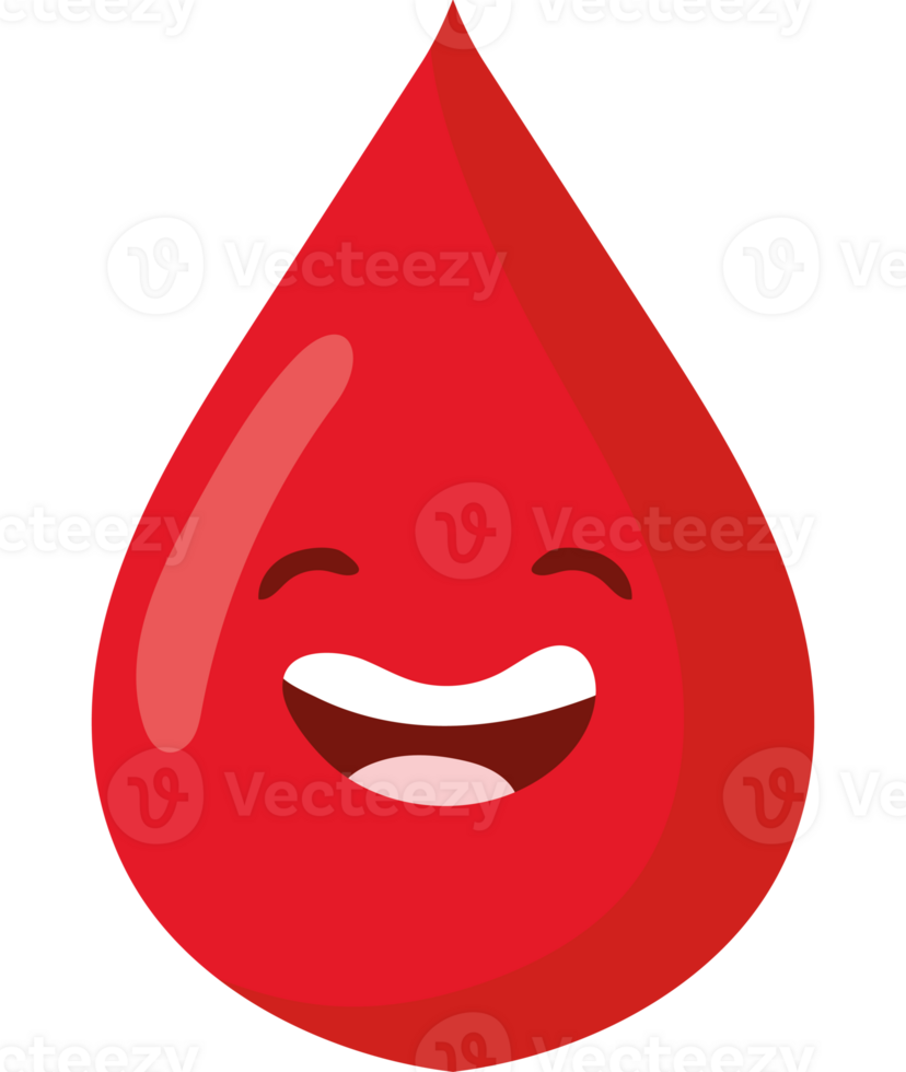 Blood drop with a smiley face png