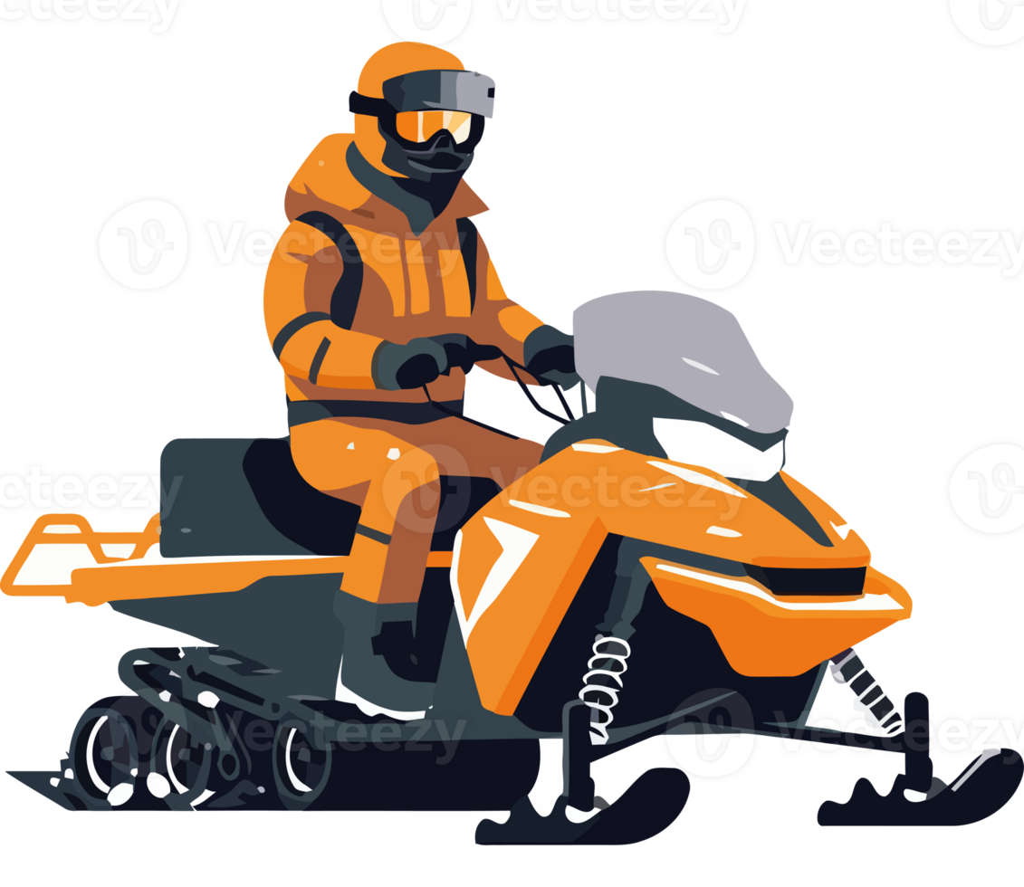 Snowmobile rider in orange and black png