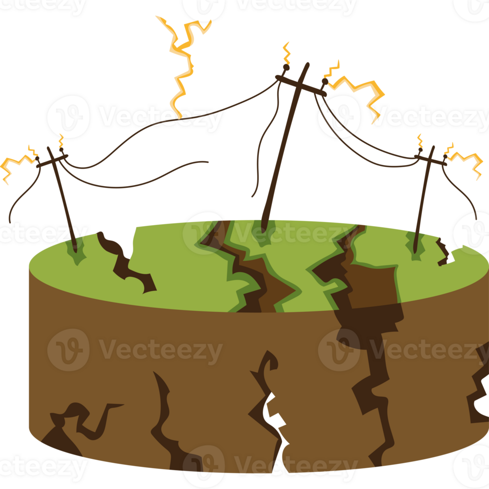 A cartoon illustration of a tree with electricity poles png