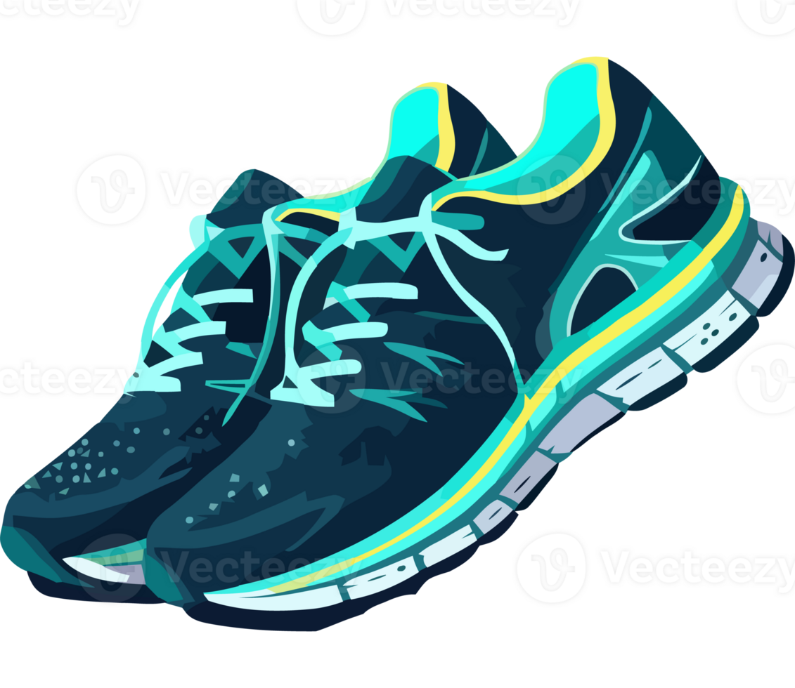 A pair of running shoes on a black background png