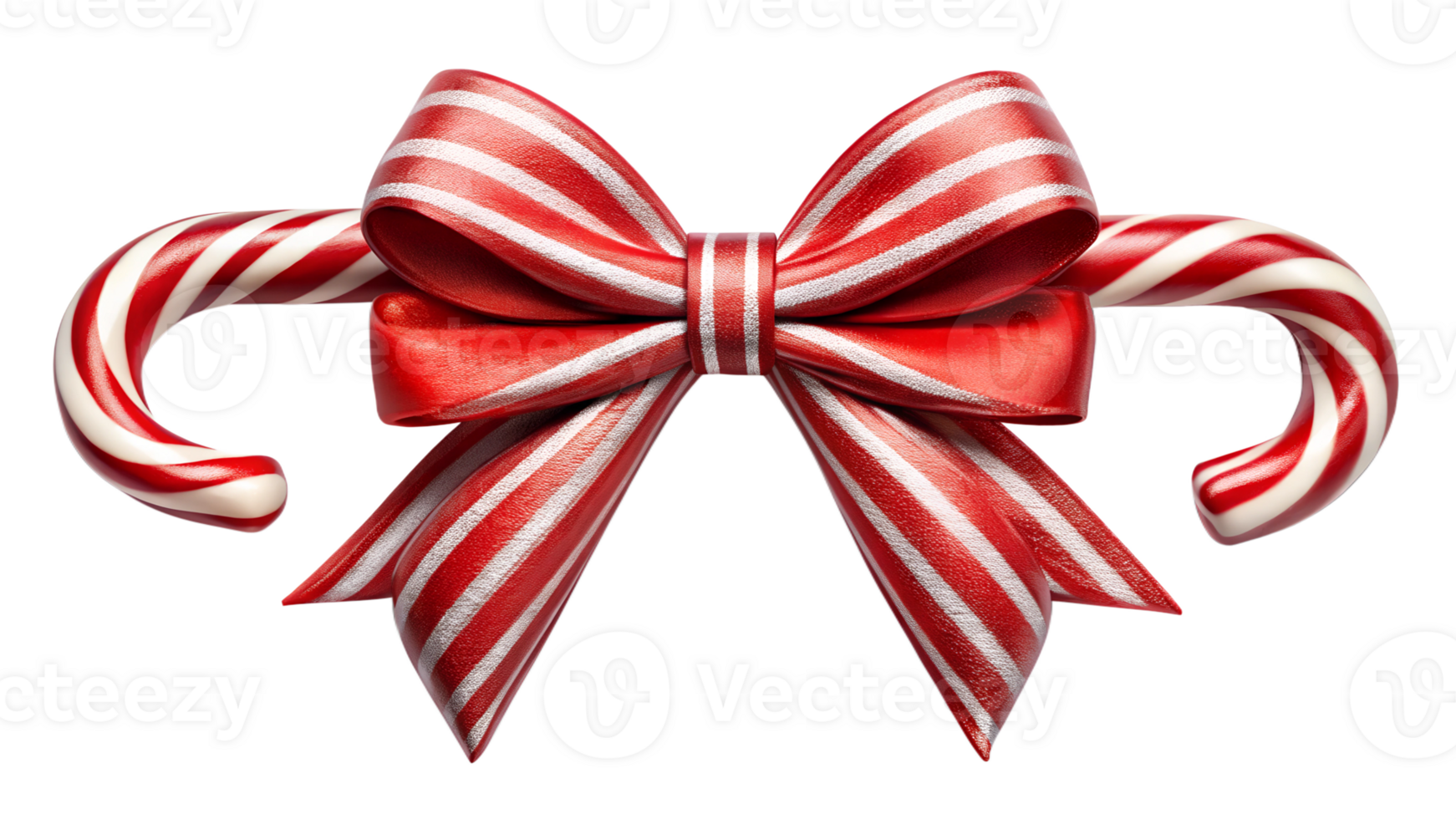 Candy cane with bow layout, cut out transparent png