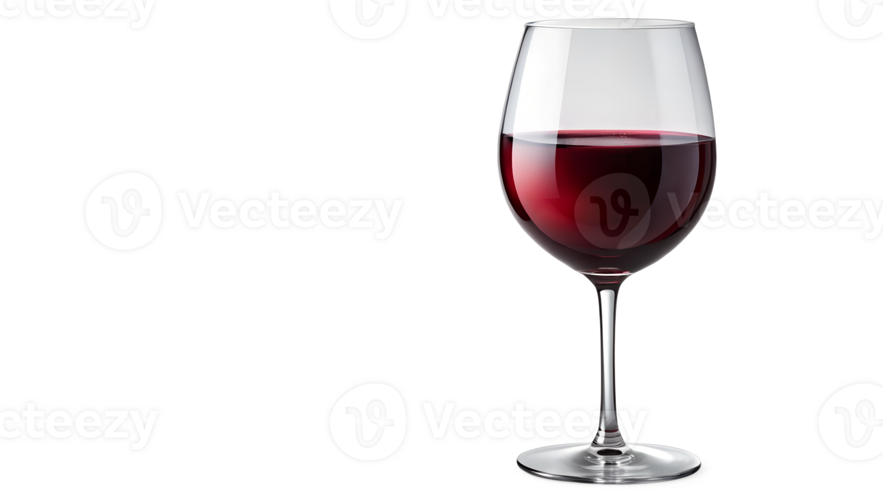 Red wine glass on a plain backdrop, cut out transparent png