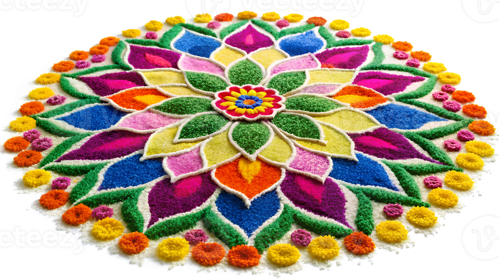 Festive colorful rangoli design, cut out transparent png