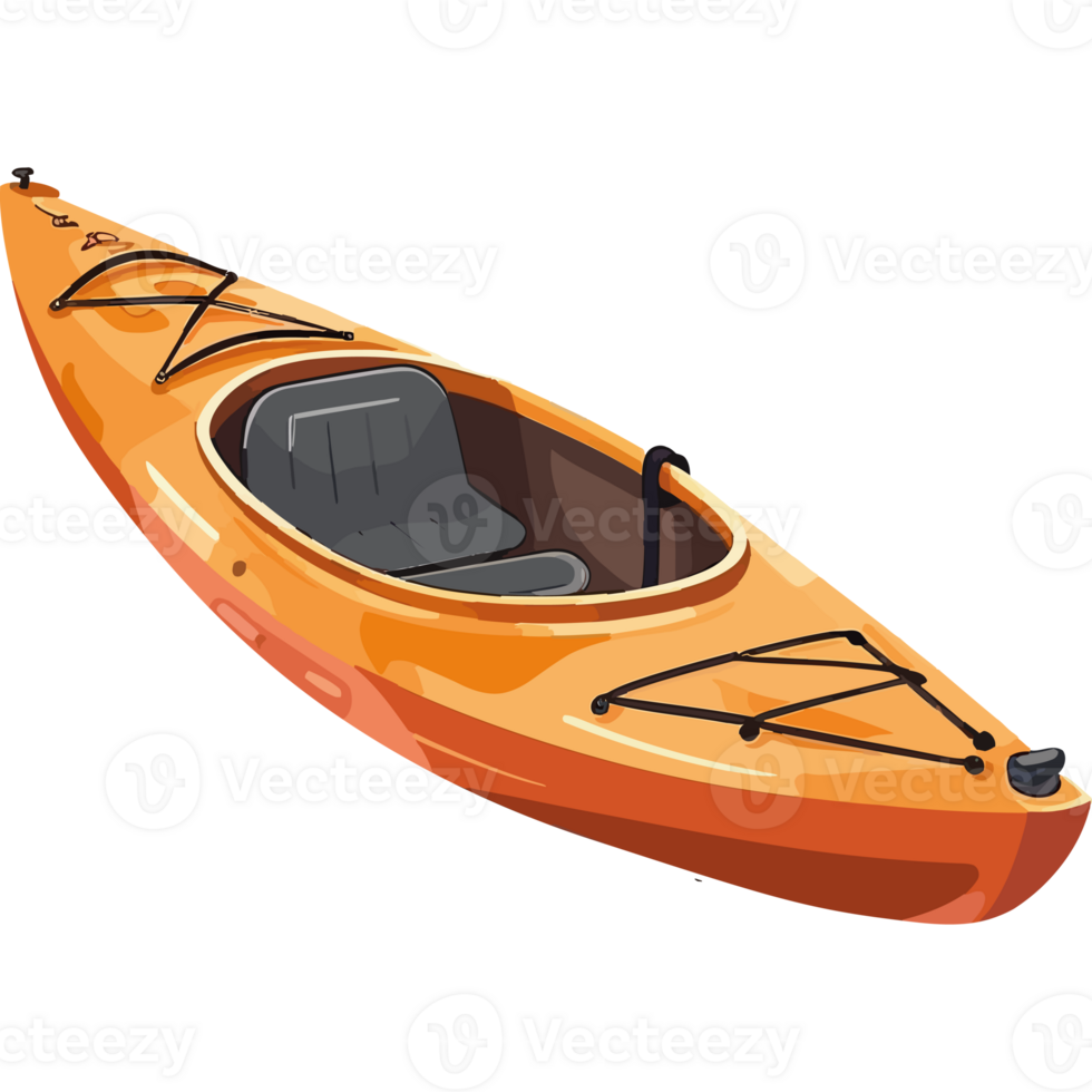 An orange kayak on a black background png