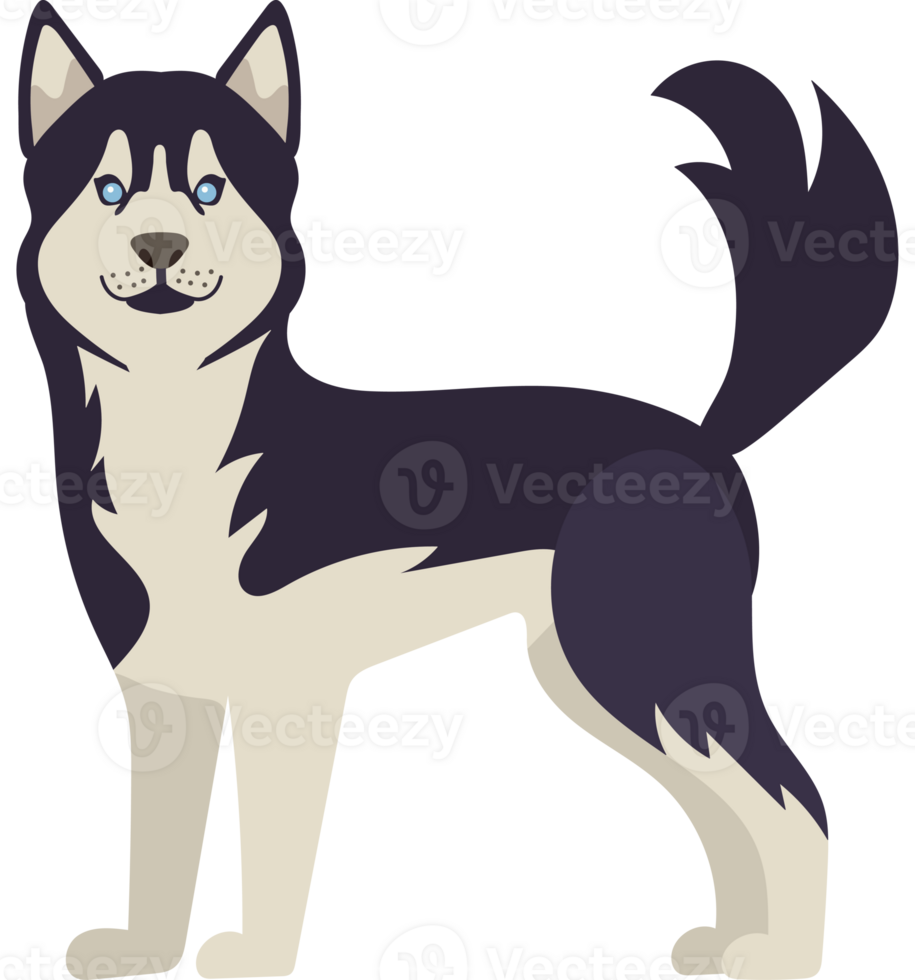 A cartoon dog with blue eyes standing on a black background png