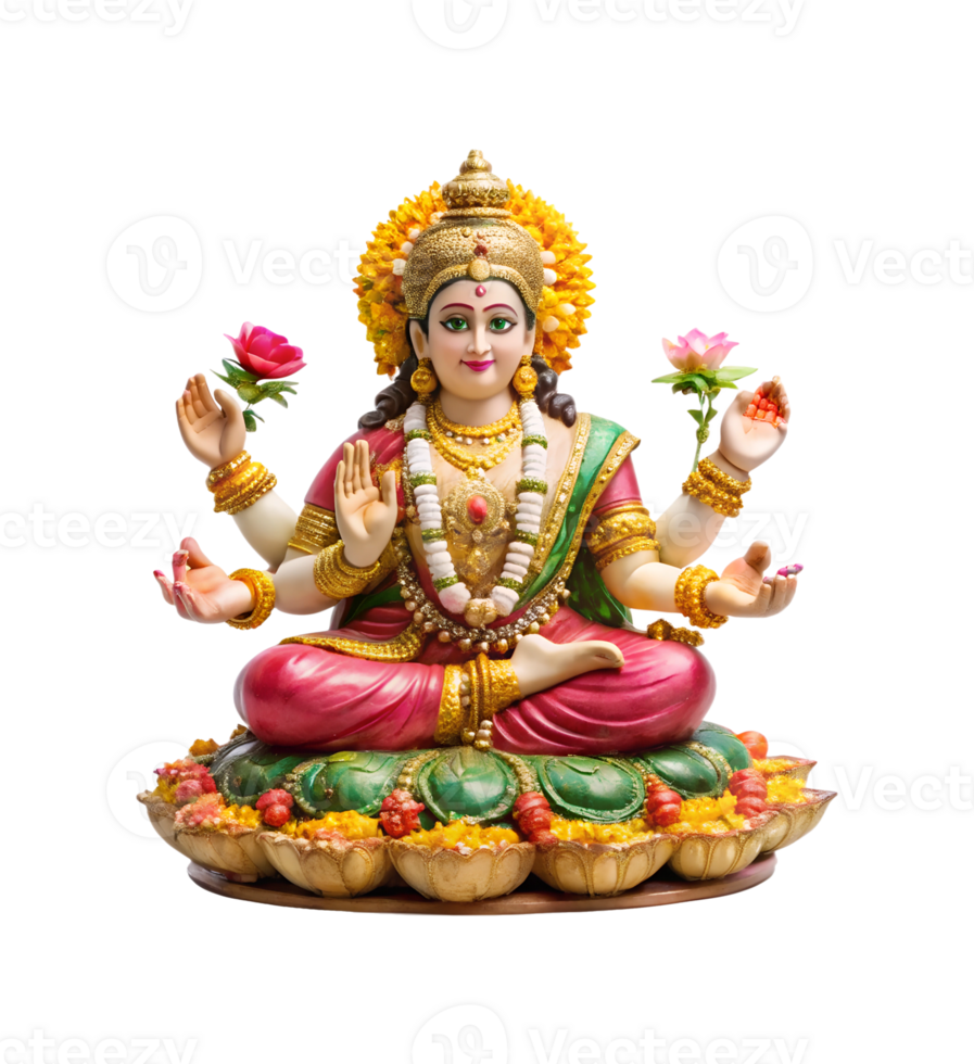 Goddess statue on lotus pedestal, cut out transparent png