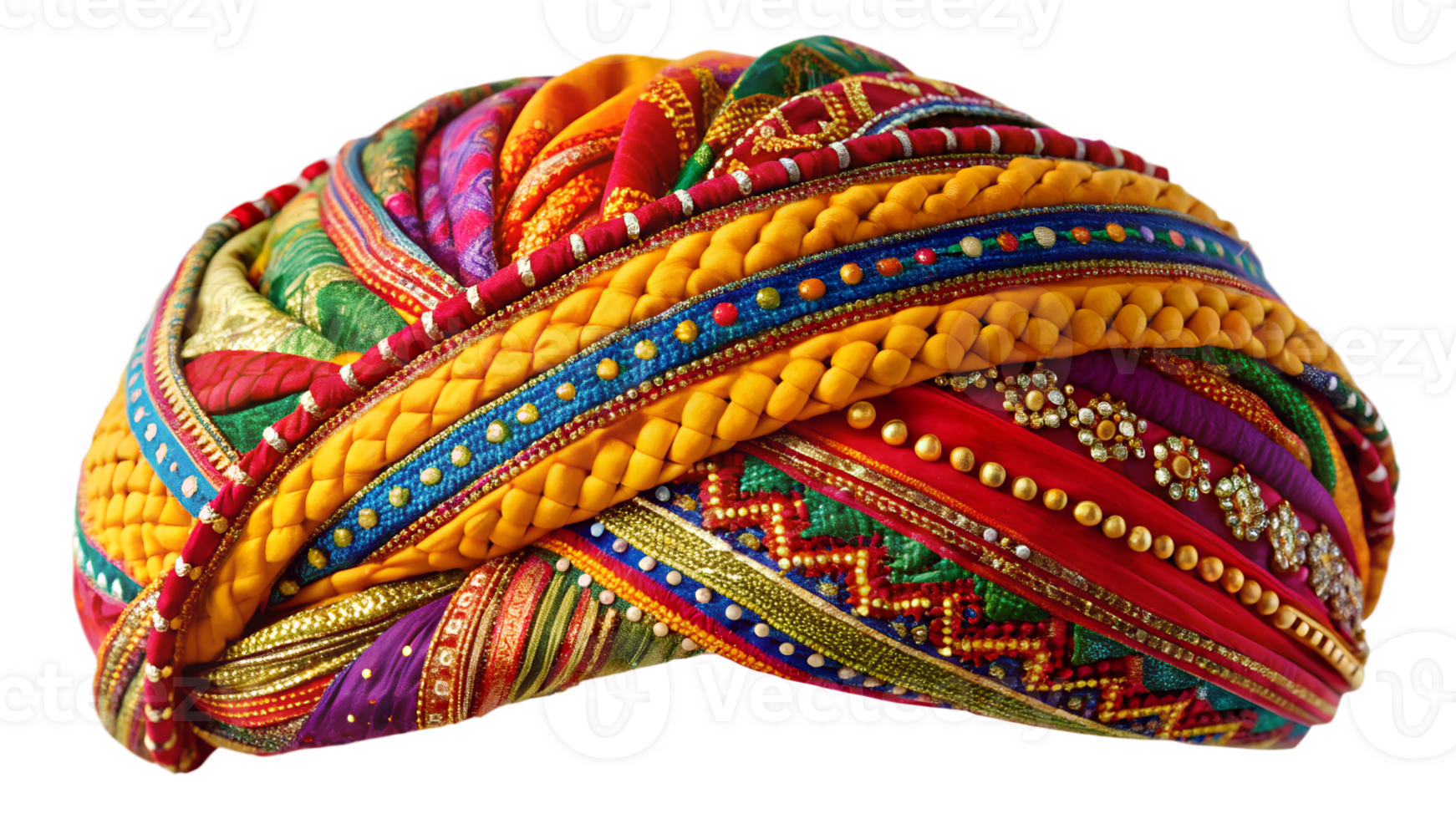 Colorful turban worn at weddings, cut out transparent png