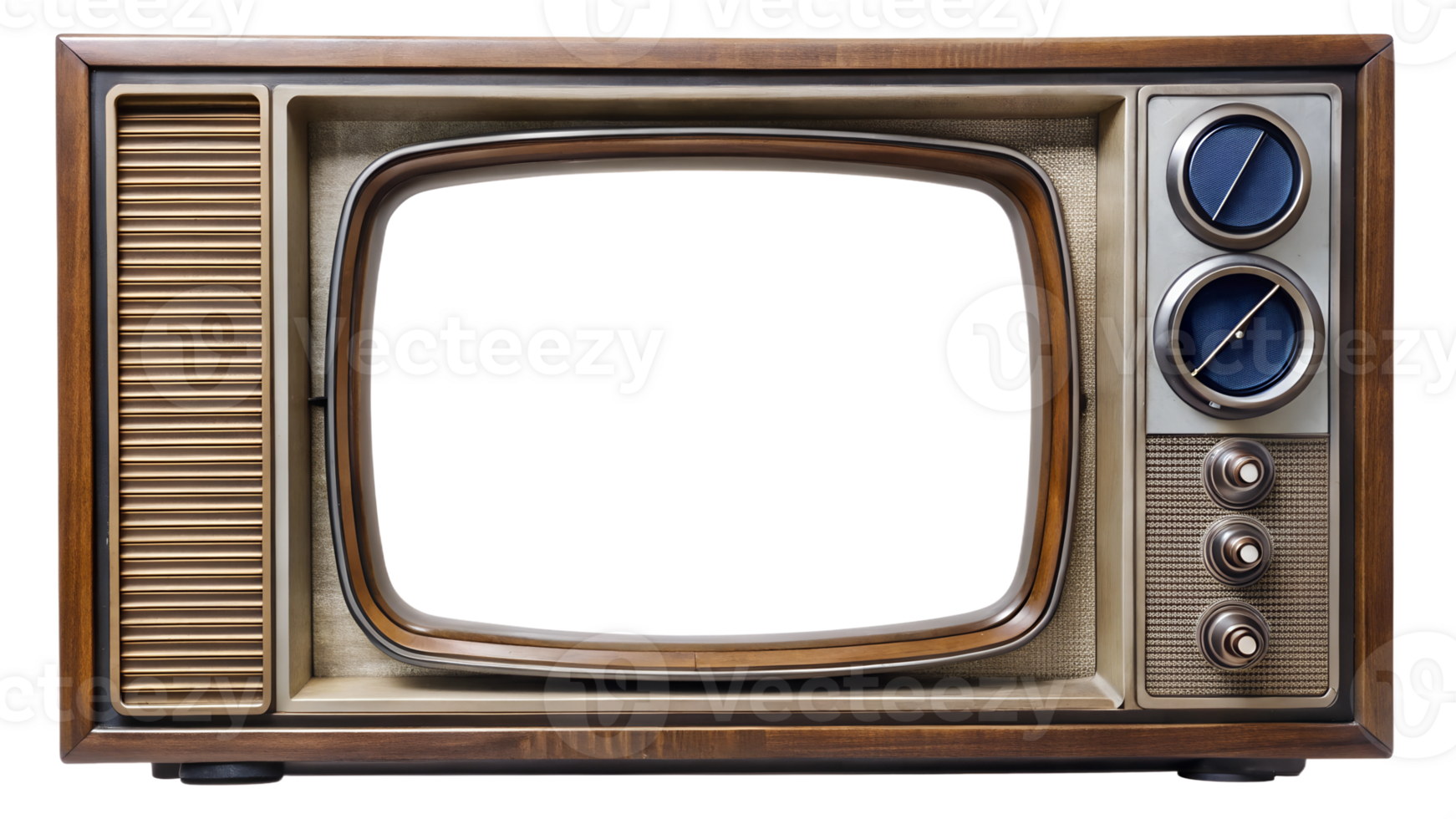 Vintage TV with knobs and dials, cut out transparent png