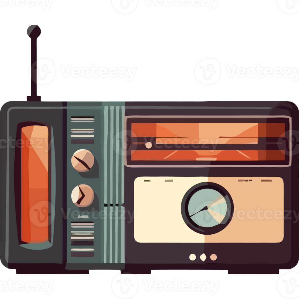 An old radio is shown on a black background png