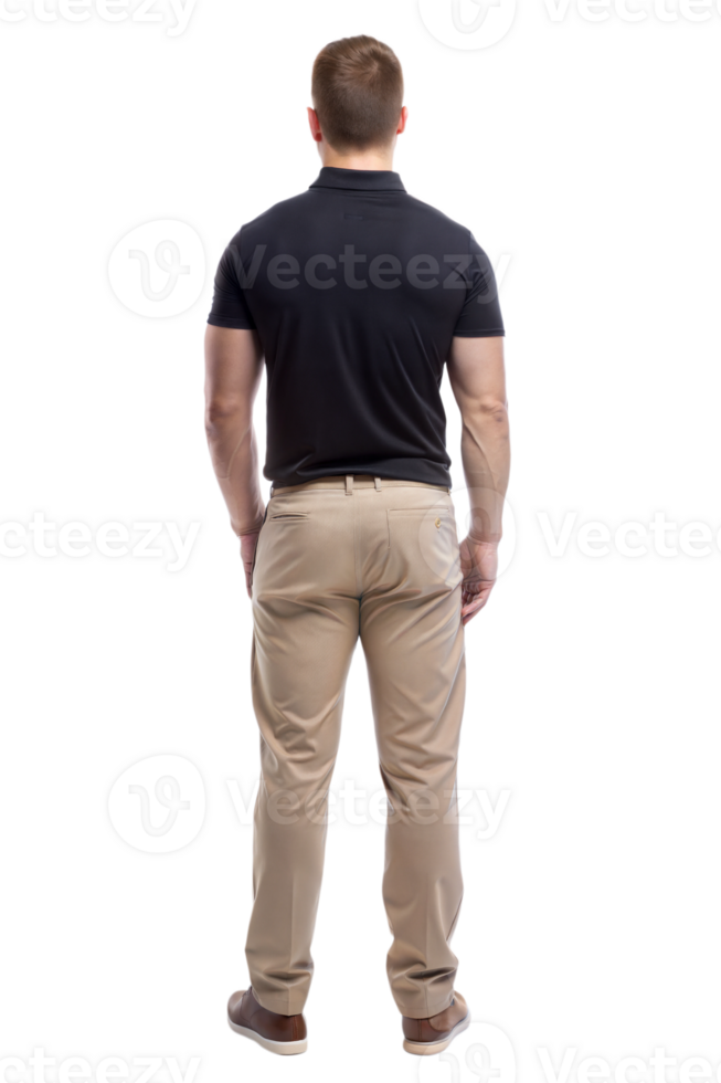 Man from behind wearing casual attire indoors, cut out transparent png