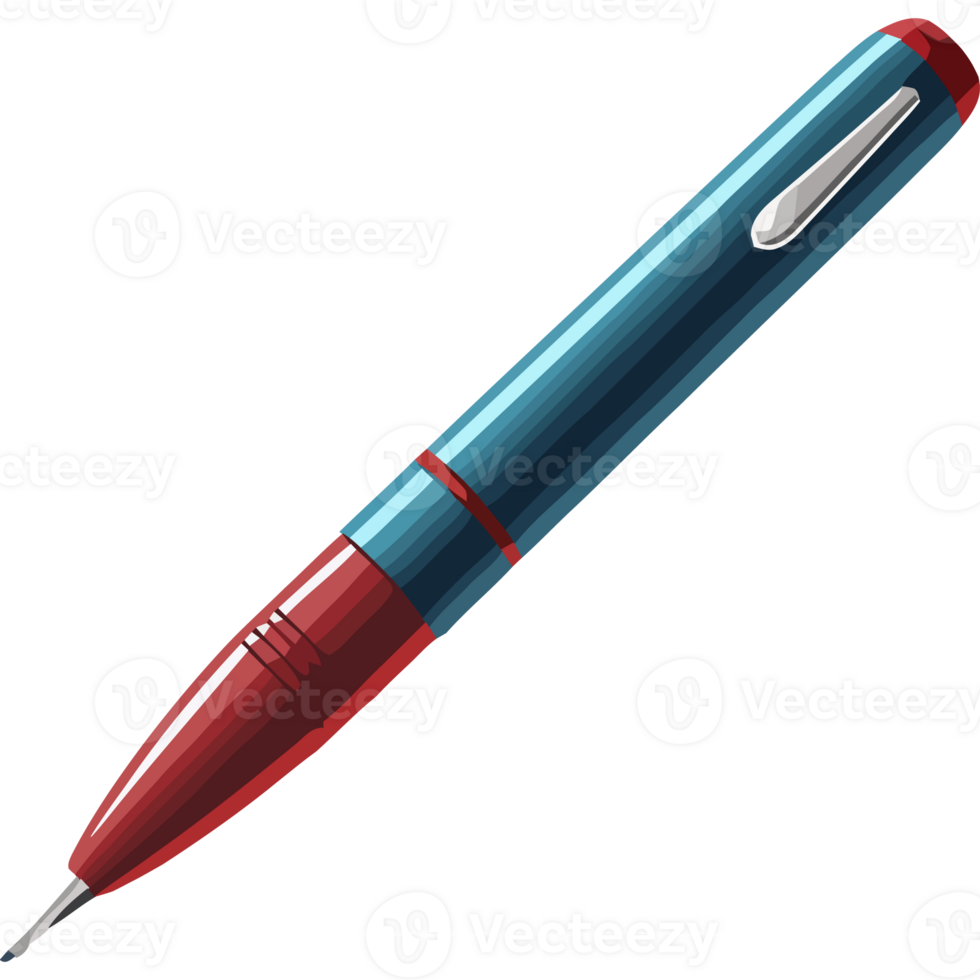 A blue pen with red tip on a black background png