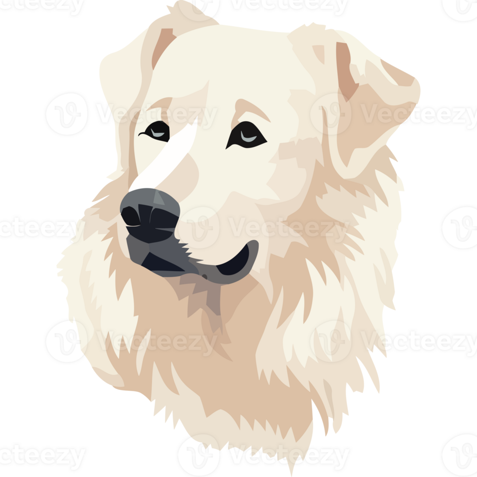 A white dog with a black background png