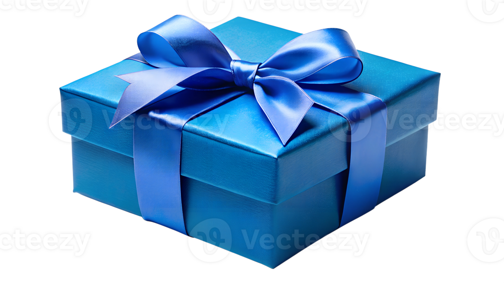 Blue gift box with ribbon for occasions, cut out transparent png