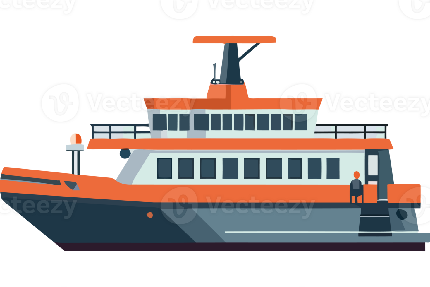 A ferry boat with a man standing on the deck png