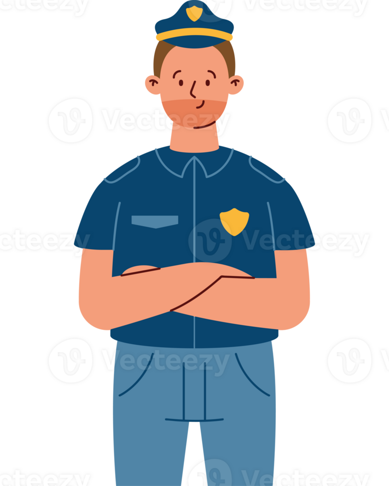 A cartoon police officer standing with his arms crossed png