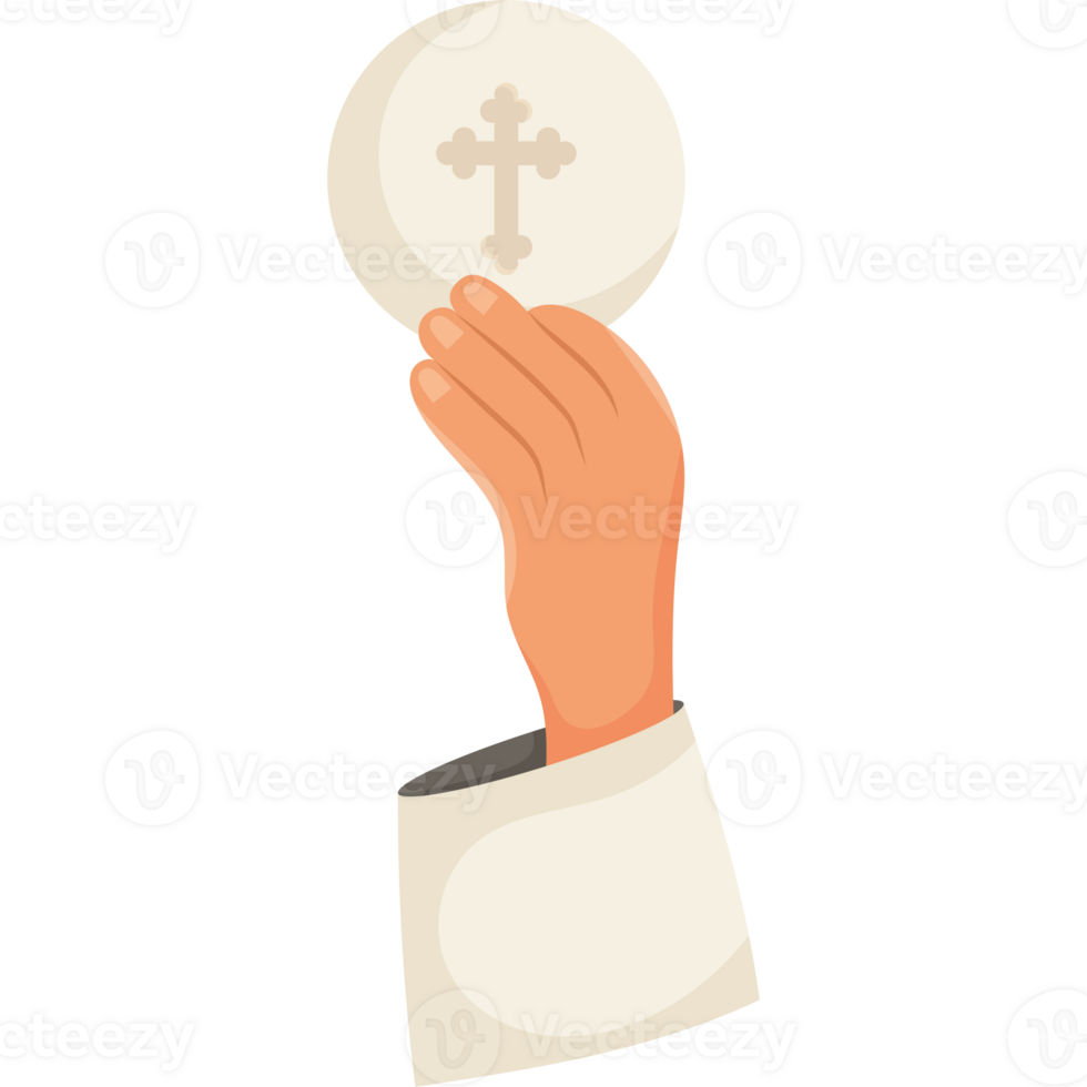 A hand holding a white cross in front of a black background png