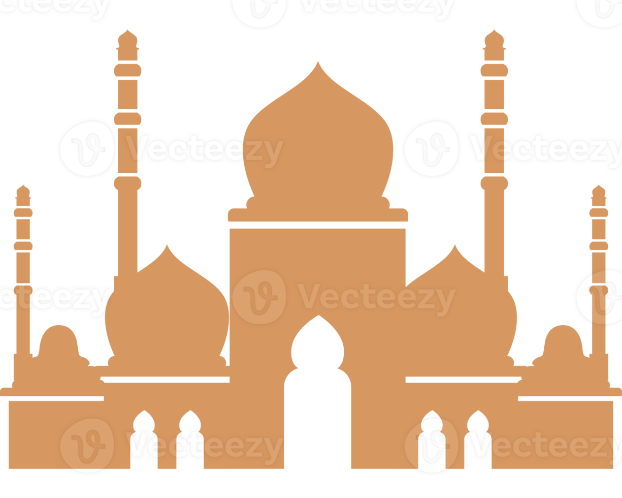 A mosque with two minarets on a black background png