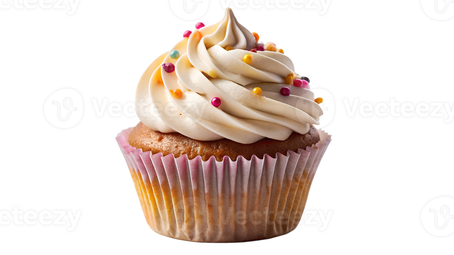 Sprinkled cupcake in the sunlight, cut out transparent png