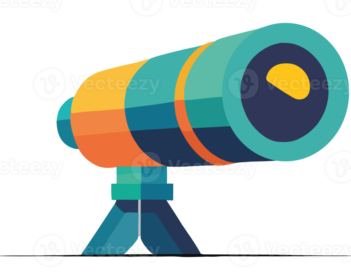 A colorful telescope on a black background png