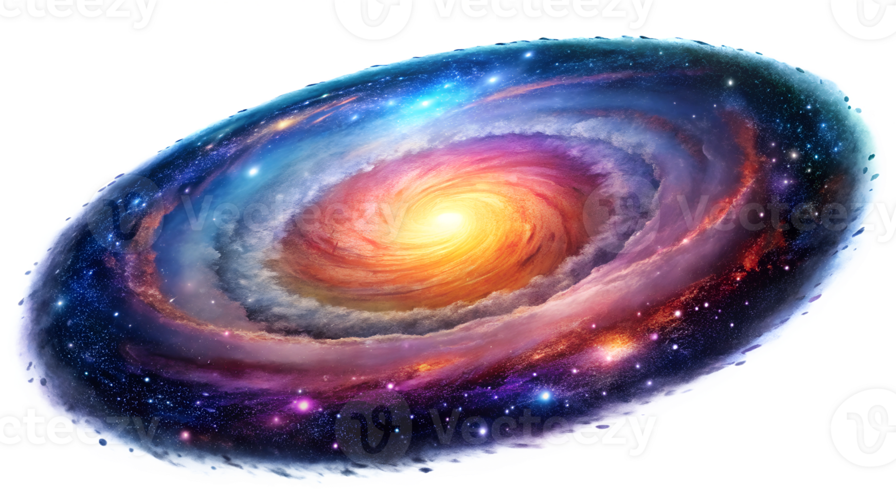 Swirling colors in a vibrant galaxy, cut out transparent png