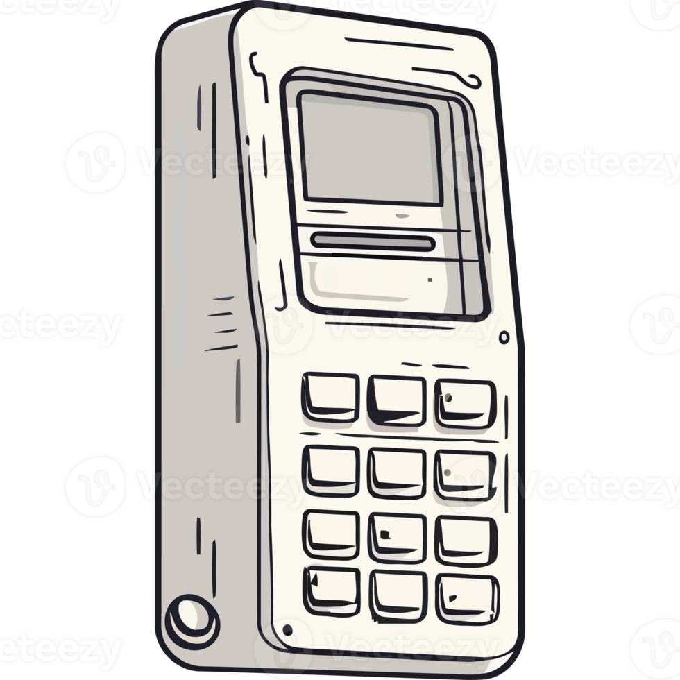 A drawing of a cell phone on a black background png
