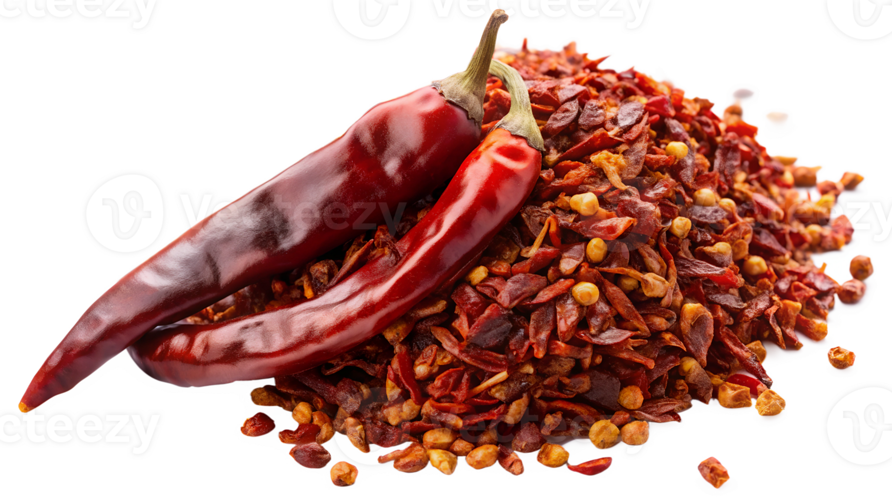 Fresh red chilies and chili flakes available, cut out transparent png