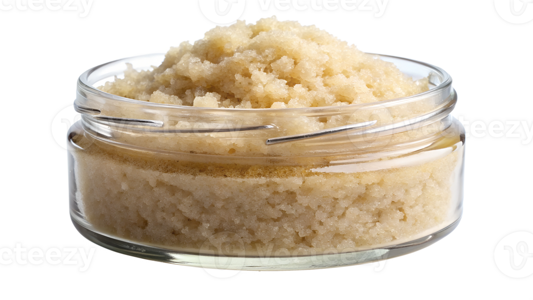 Sea salt scrub in glass jar, cut out transparent png