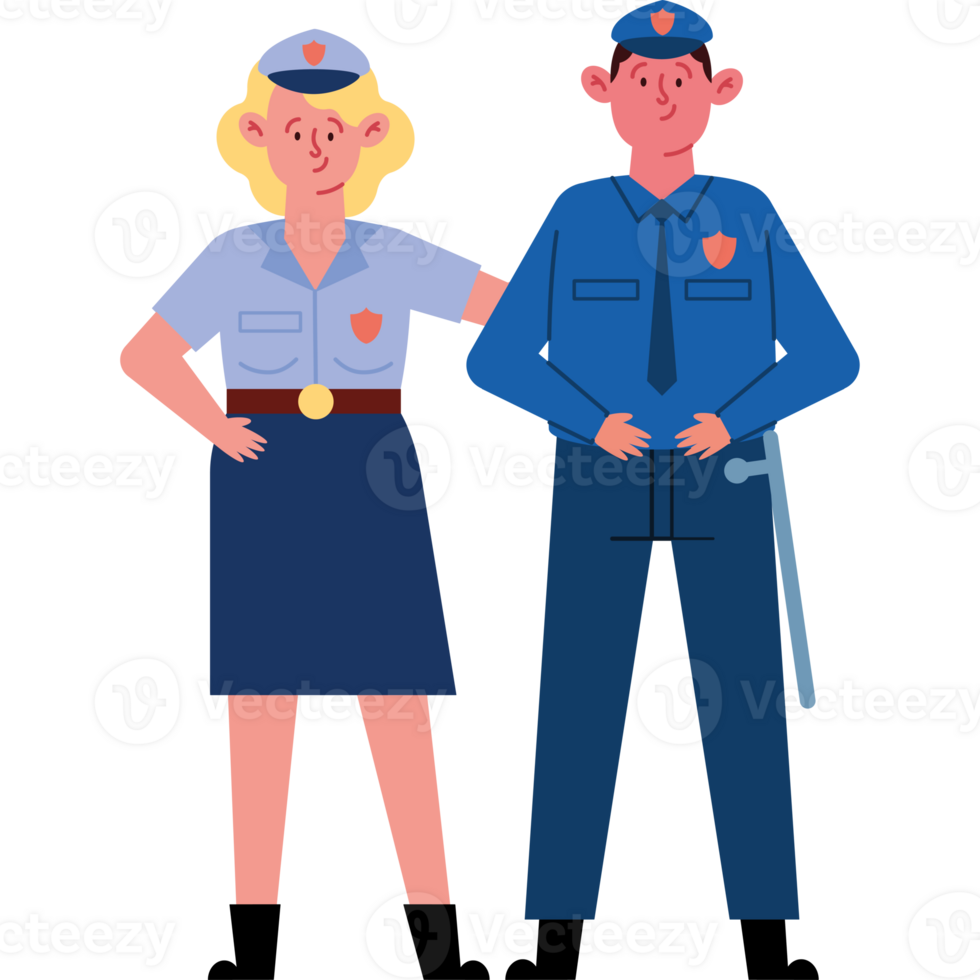 A cartoon illustration of a police officer and a woman png