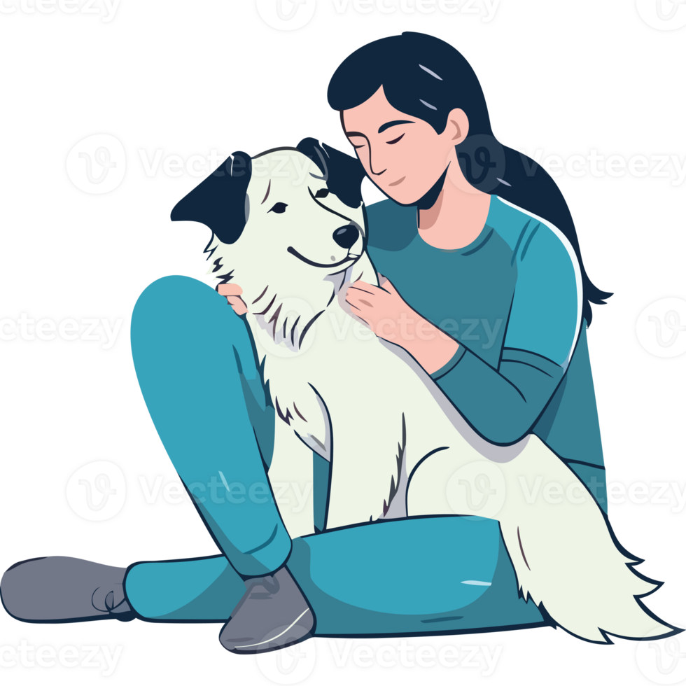 A woman is hugging a dog png