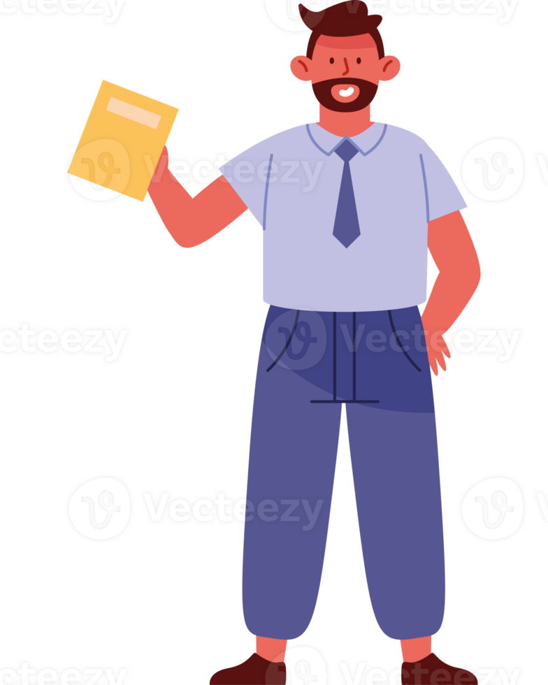 A man holding a folder with a smile png