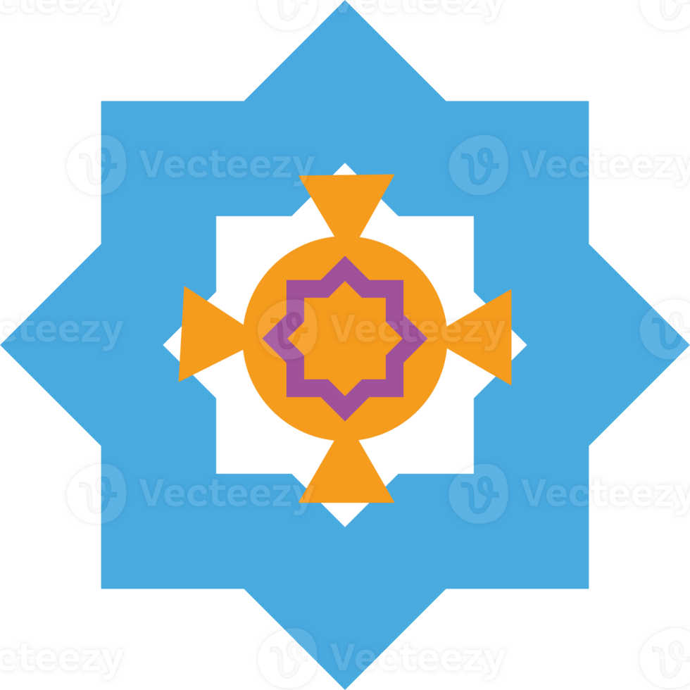 A blue and orange star with a yellow star in the center png