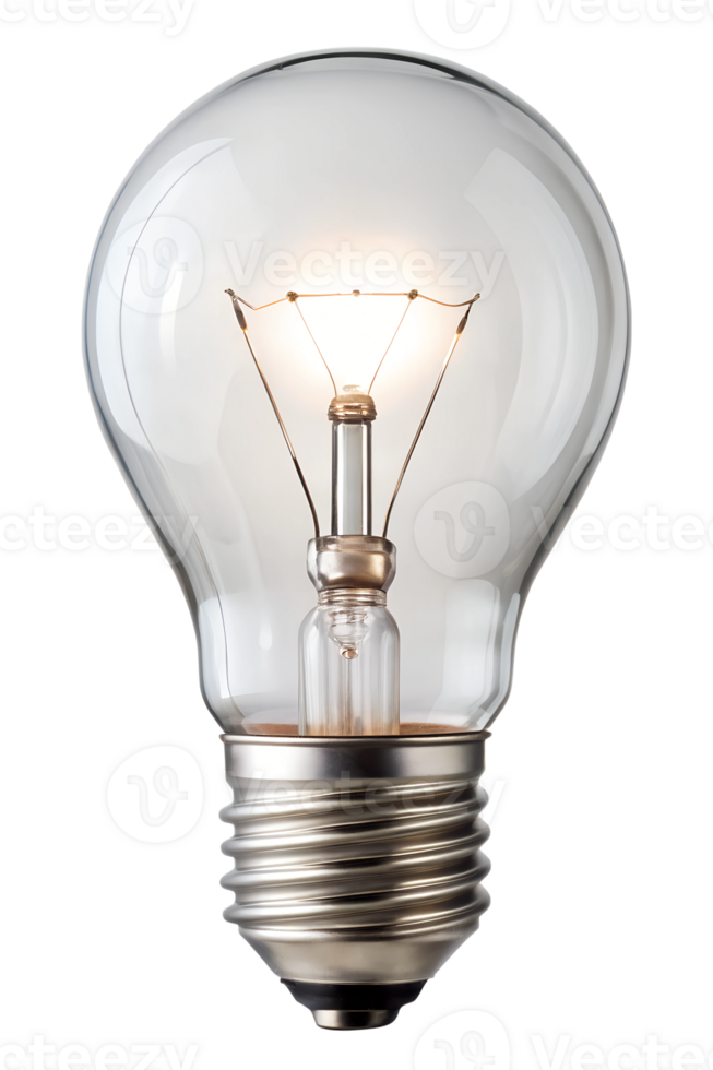 Bright bulb lighting a clear room, cut out transparent png