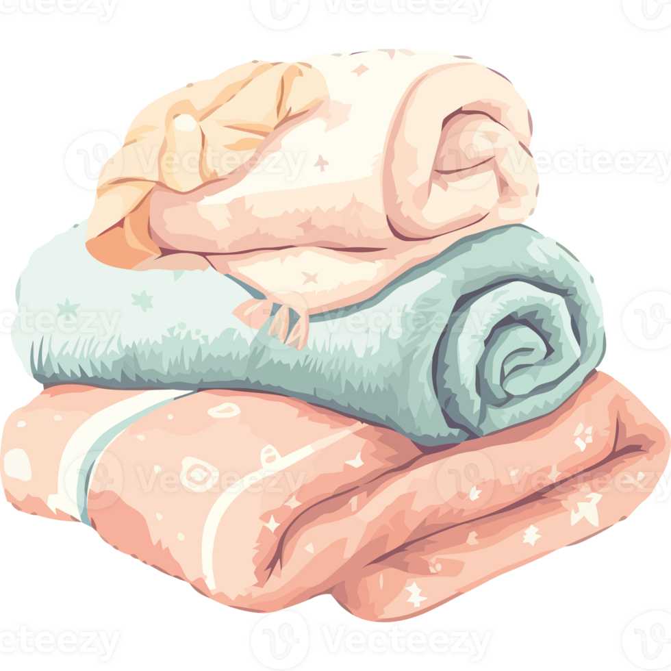 A stack of towels and blankets png