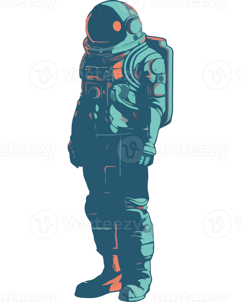 An astronaut in a suit standing in front of a black background png