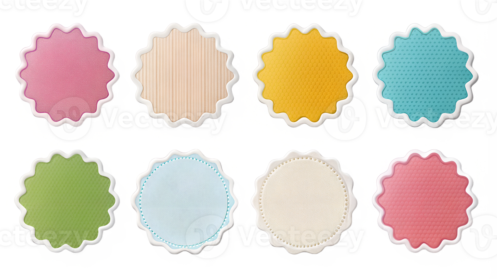 Colorful labels in a grid pattern, cut out transparent png