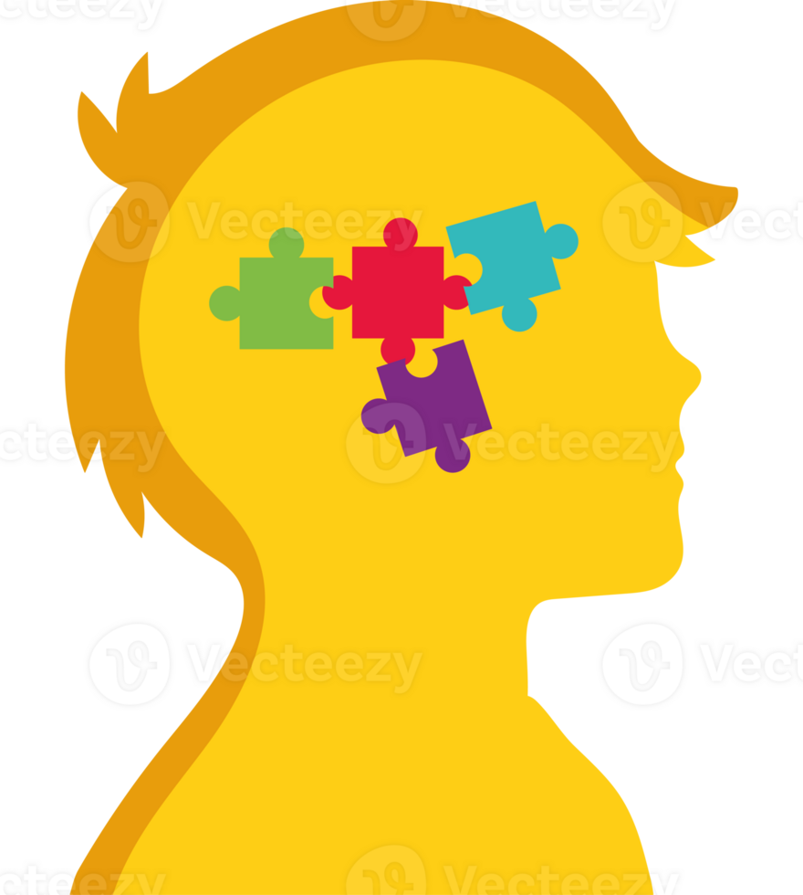 A person with a puzzle piece in their head png
