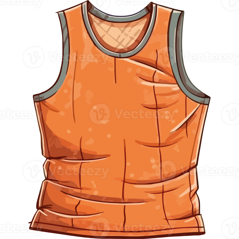 An orange basketball jersey with a black and white design png