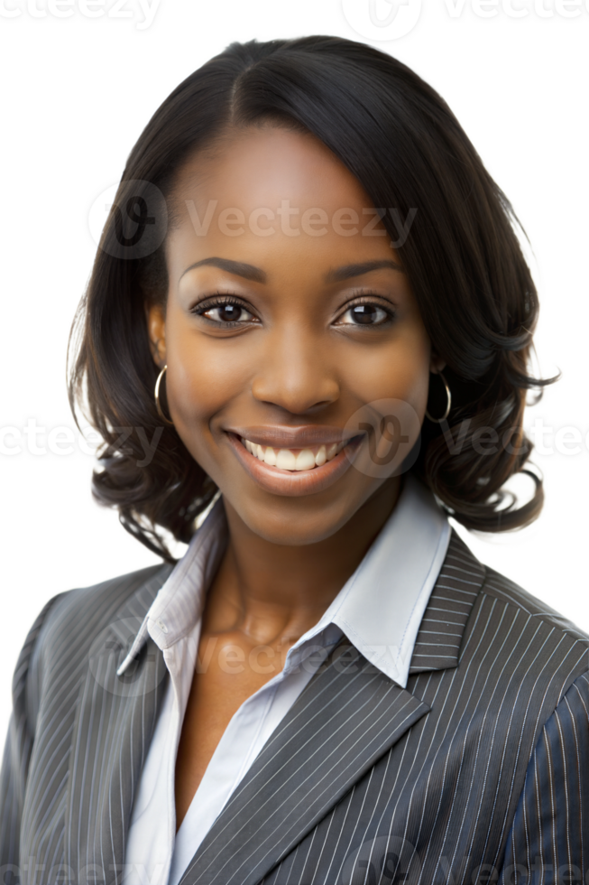 Professional woman smiling in a business suit, cut out transparent png