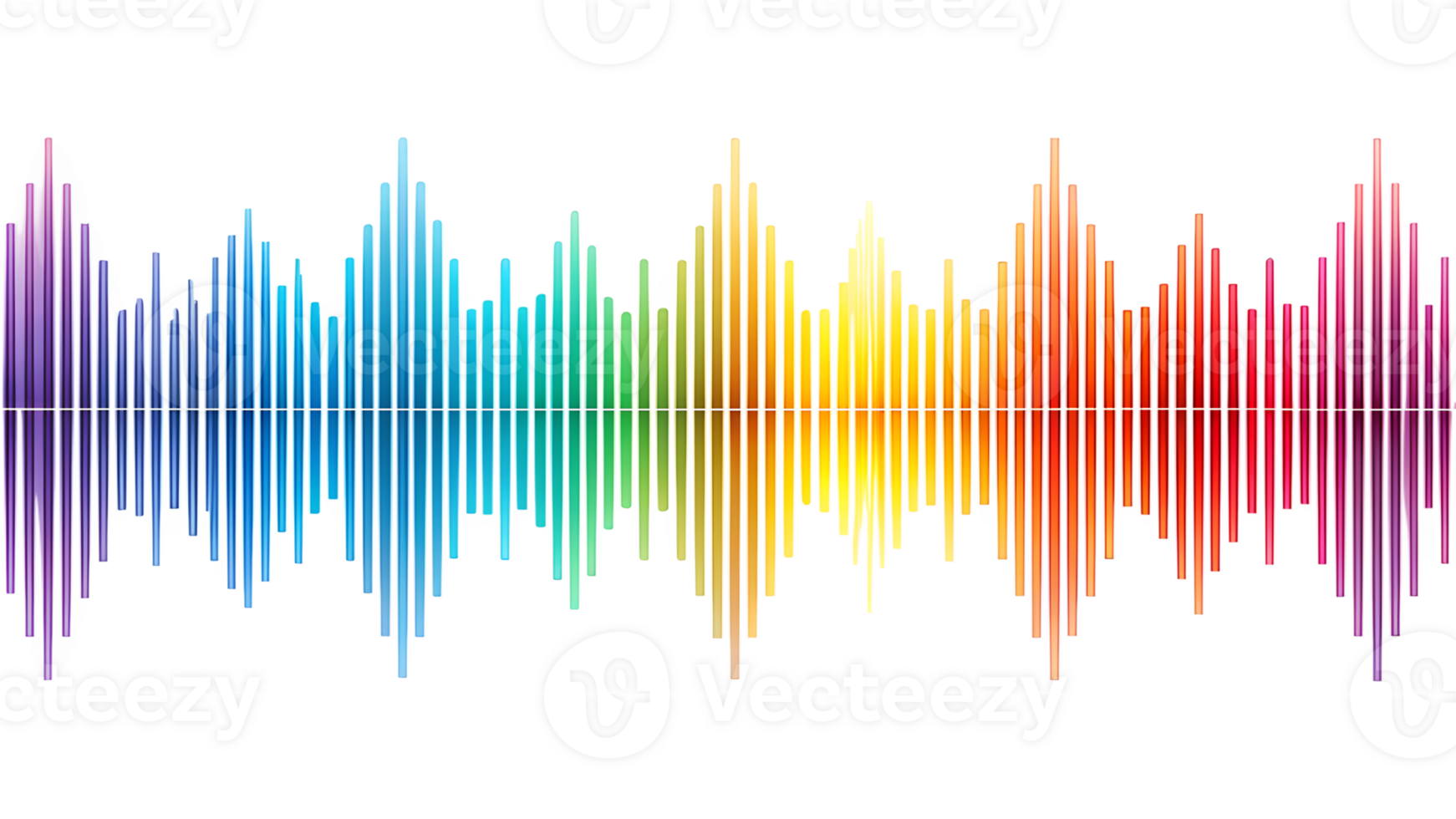 Vibrant sound wave patterns in colorful spectrum, cut out transparent png