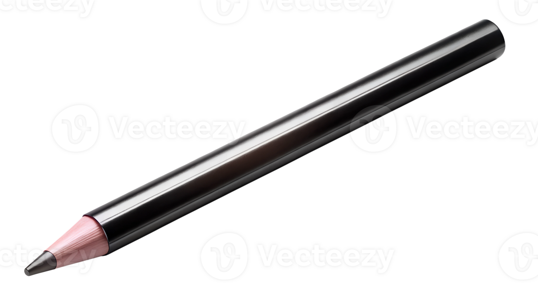 Black and pink pencil lying on a white surface, cut out transparent png