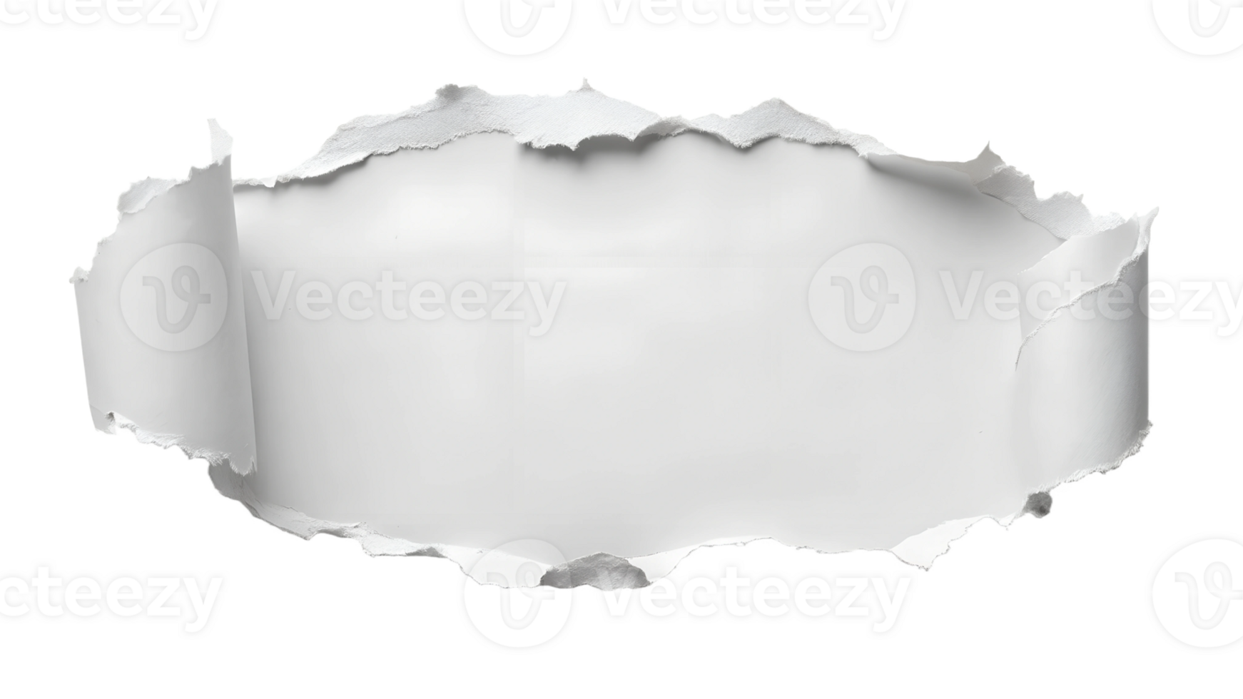 Torn paper effect with a blank space for text, cut out transparent png