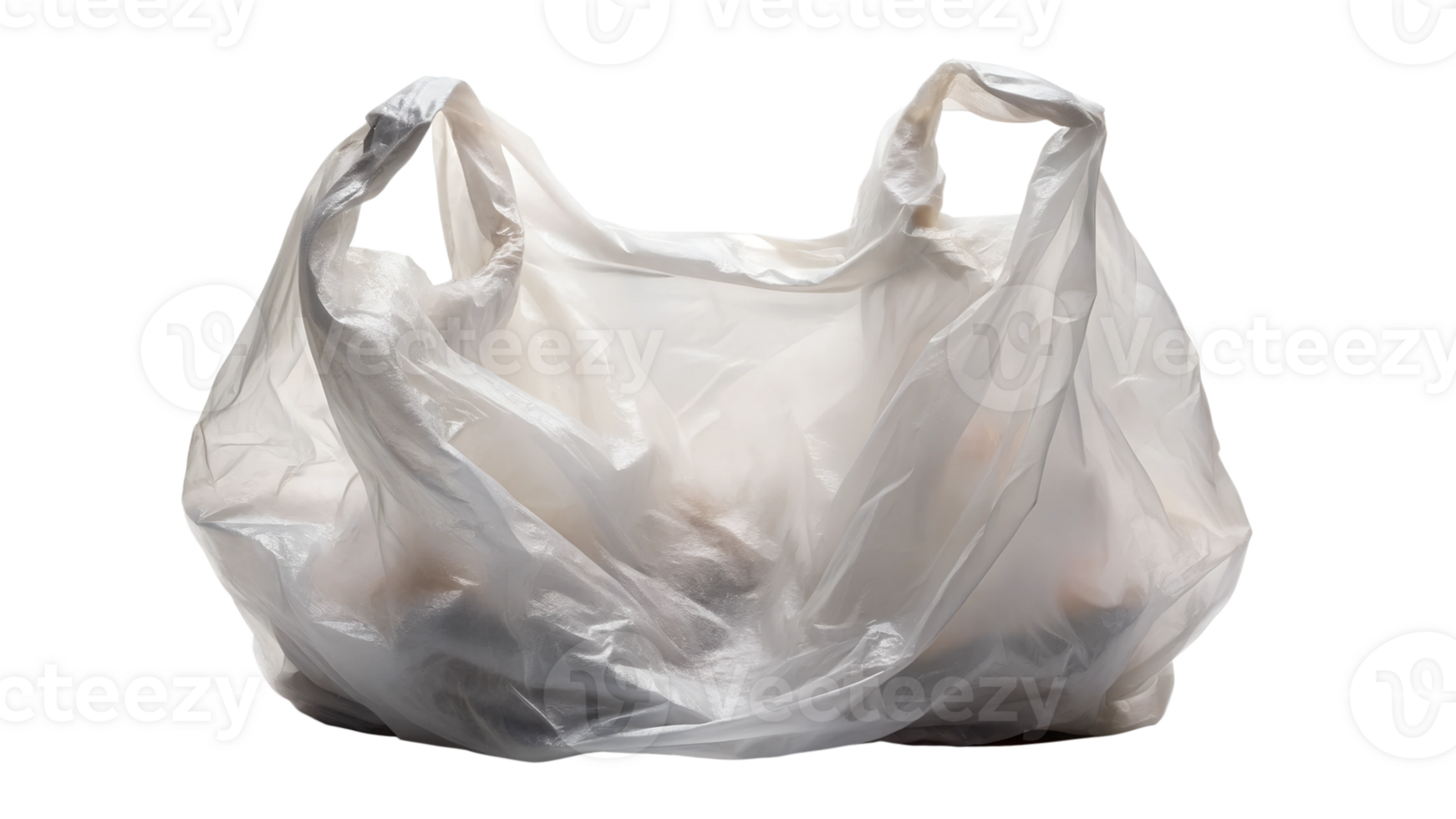 Brightly lit bag with assorted items, cut out transparent png