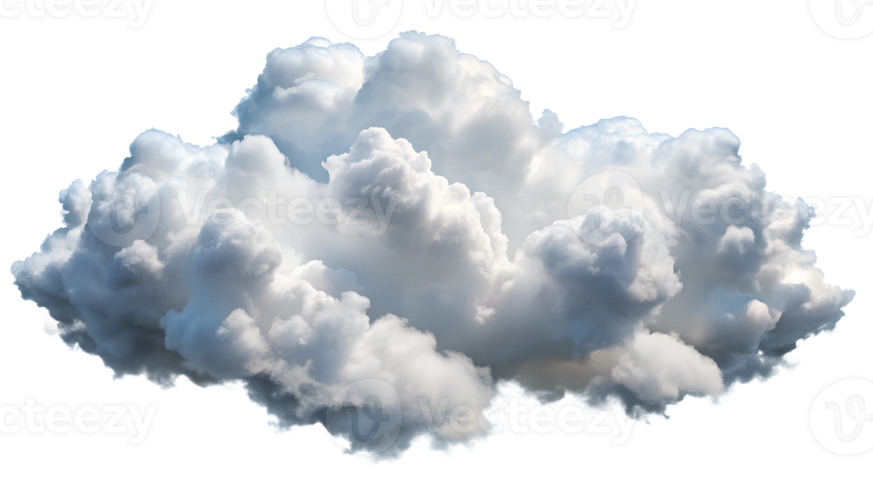 Fluffy cloud on a clear sky, cut out transparent png