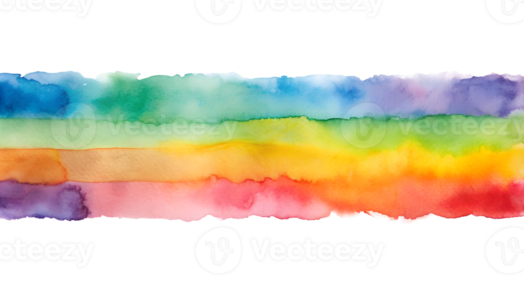 Colorful watercolor gradient on white background, cut out transparent png