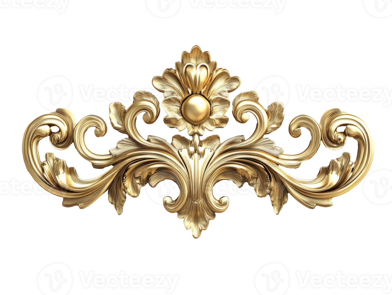 Elegant gold decorative wall accent art piece, cut out transparent png