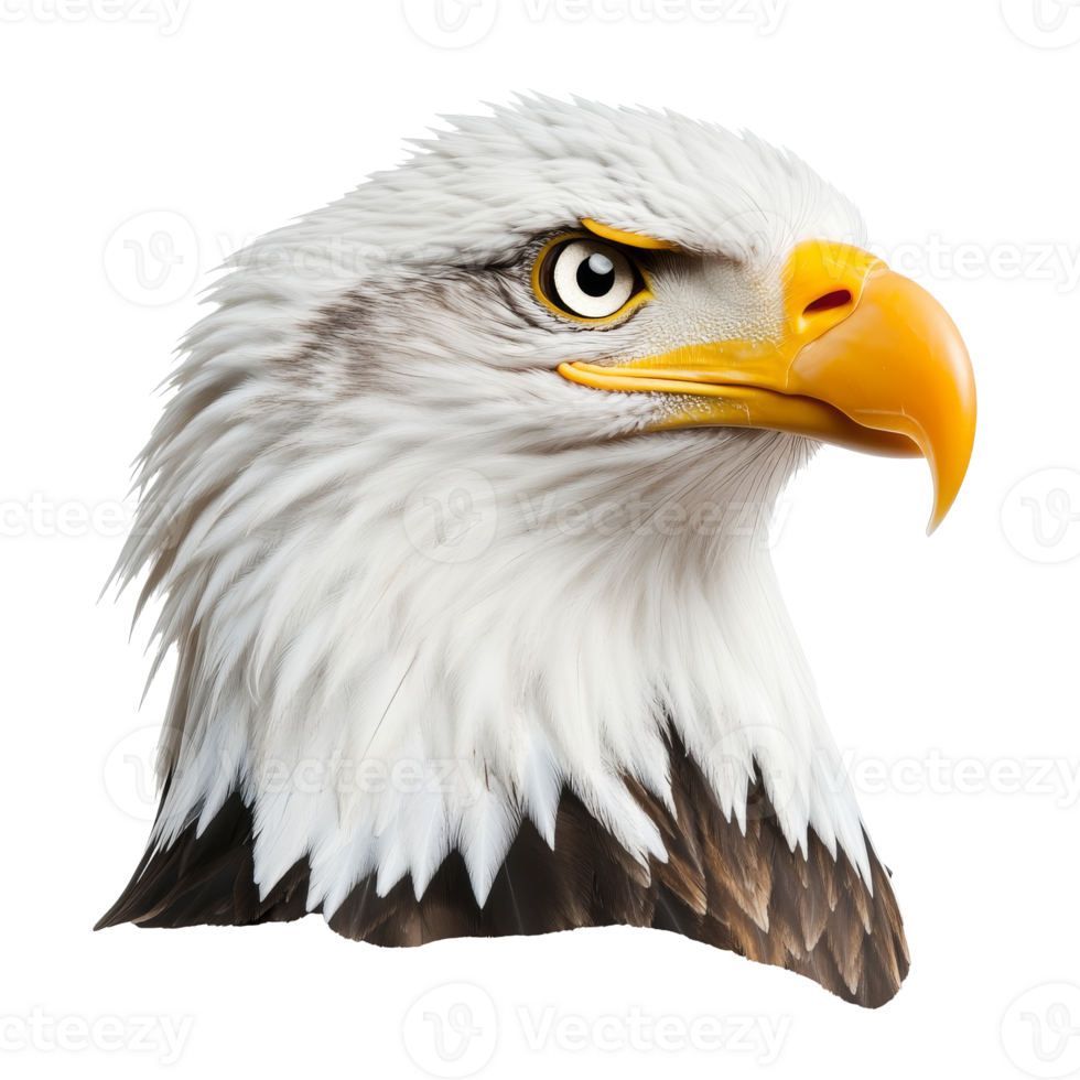 Eagle portrait at dawn, cut out transparent png