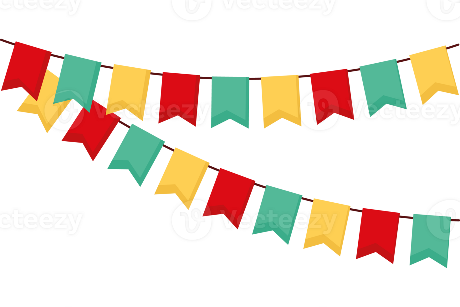 A colorful garland of flags hanging on a black background png