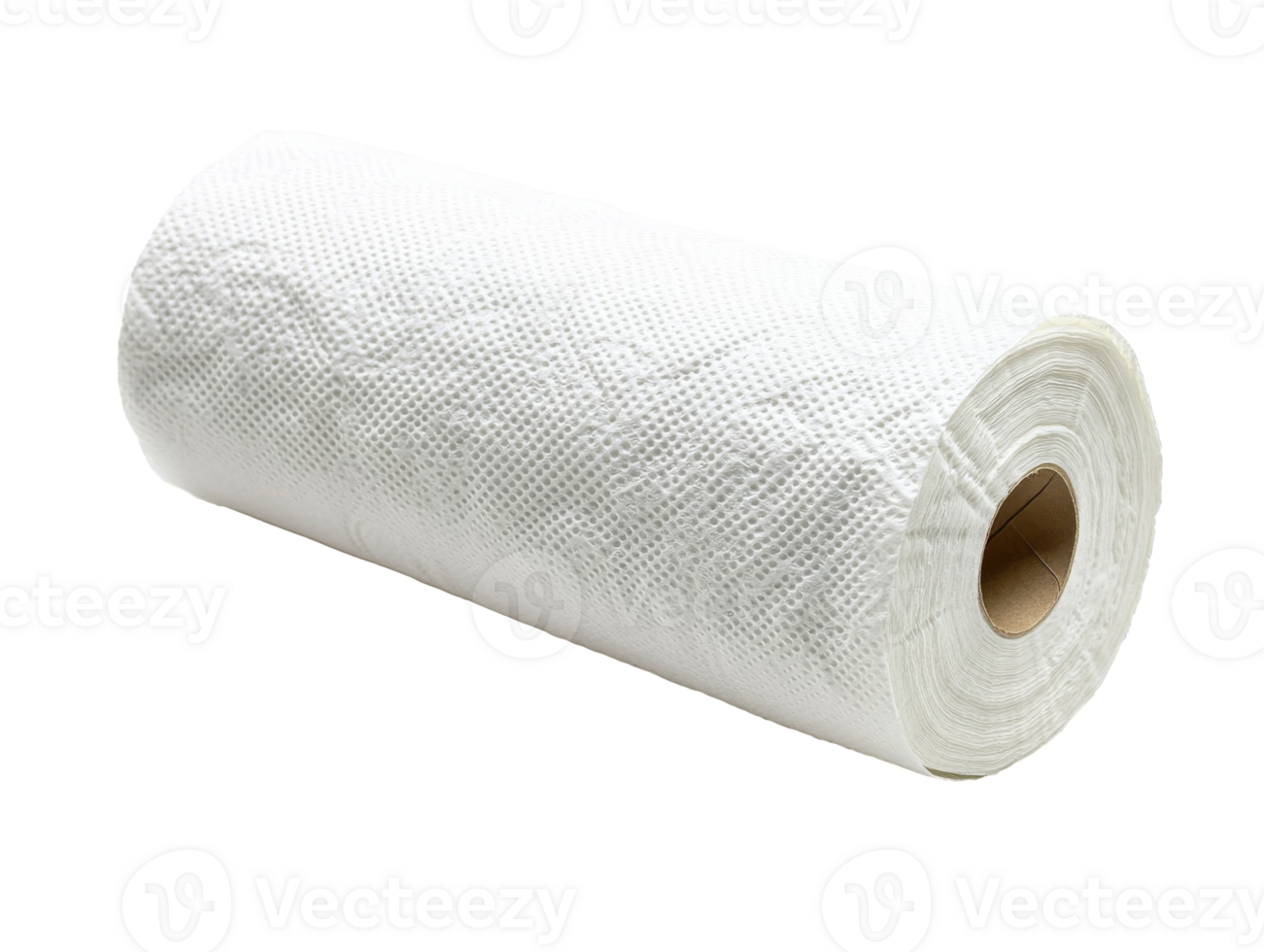 Roll of white paper towels on a plain background, cut out transparent png