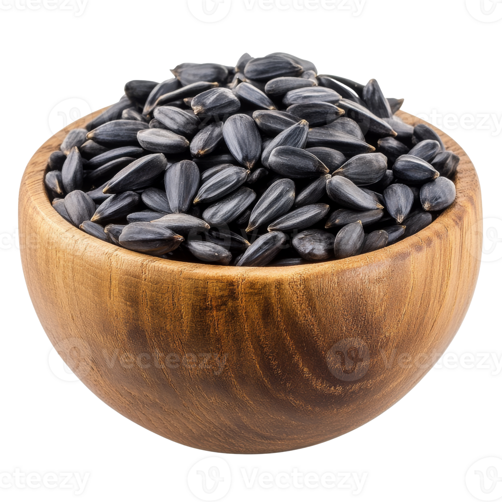Sunflower seeds in a bowl for snacking, cut out transparent png